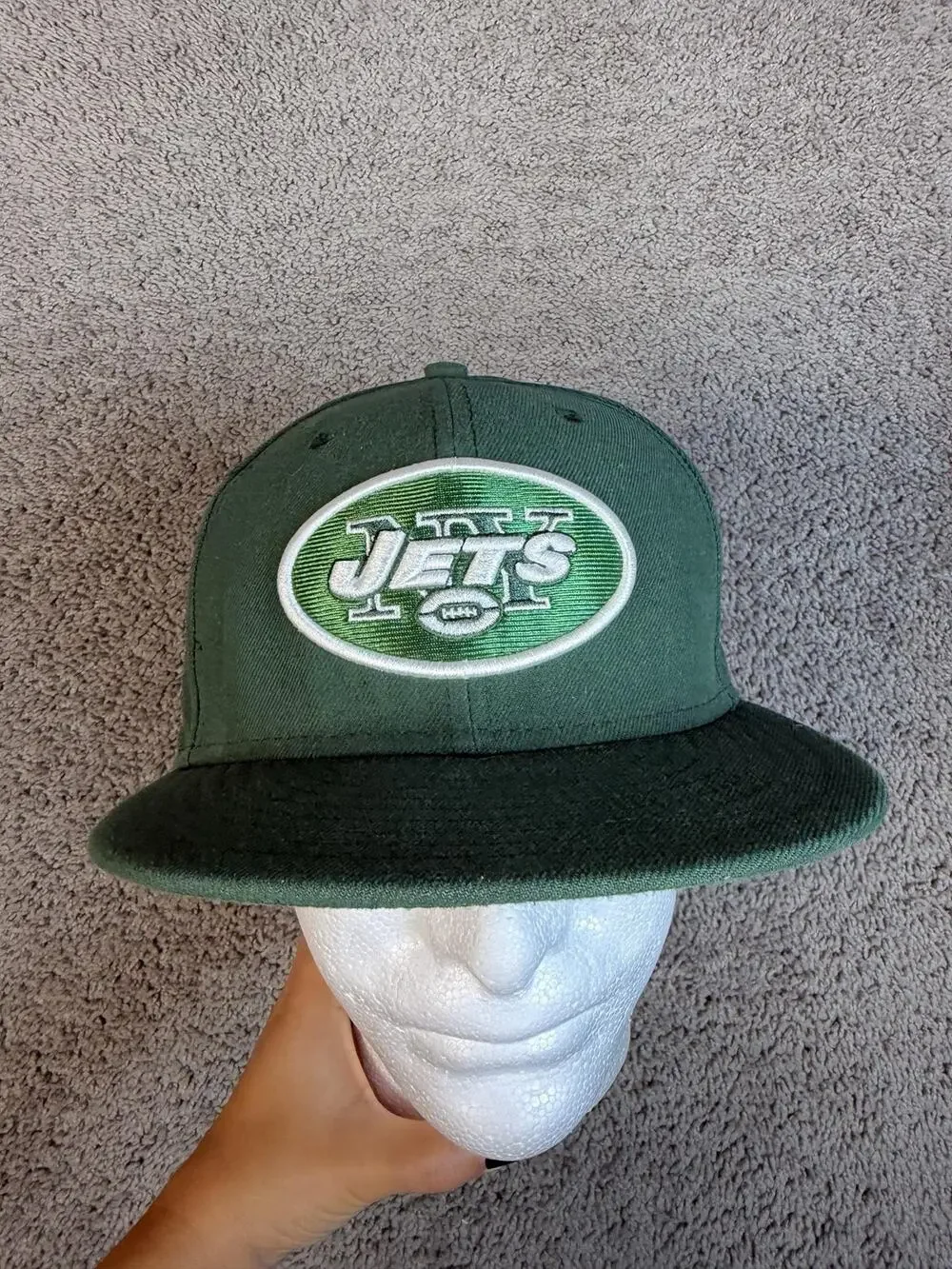 New York Jets Hat Cap Fitted Mens 7 1/2 Green Breast Cancer Awareness New Era